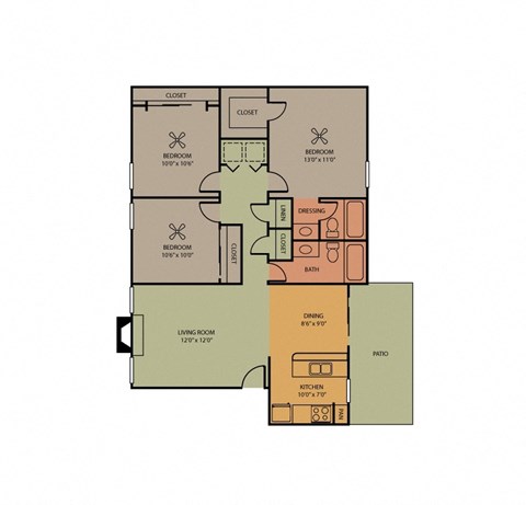 Hattiesburg floor plan of Pavilion Apartment in Arlington, TX